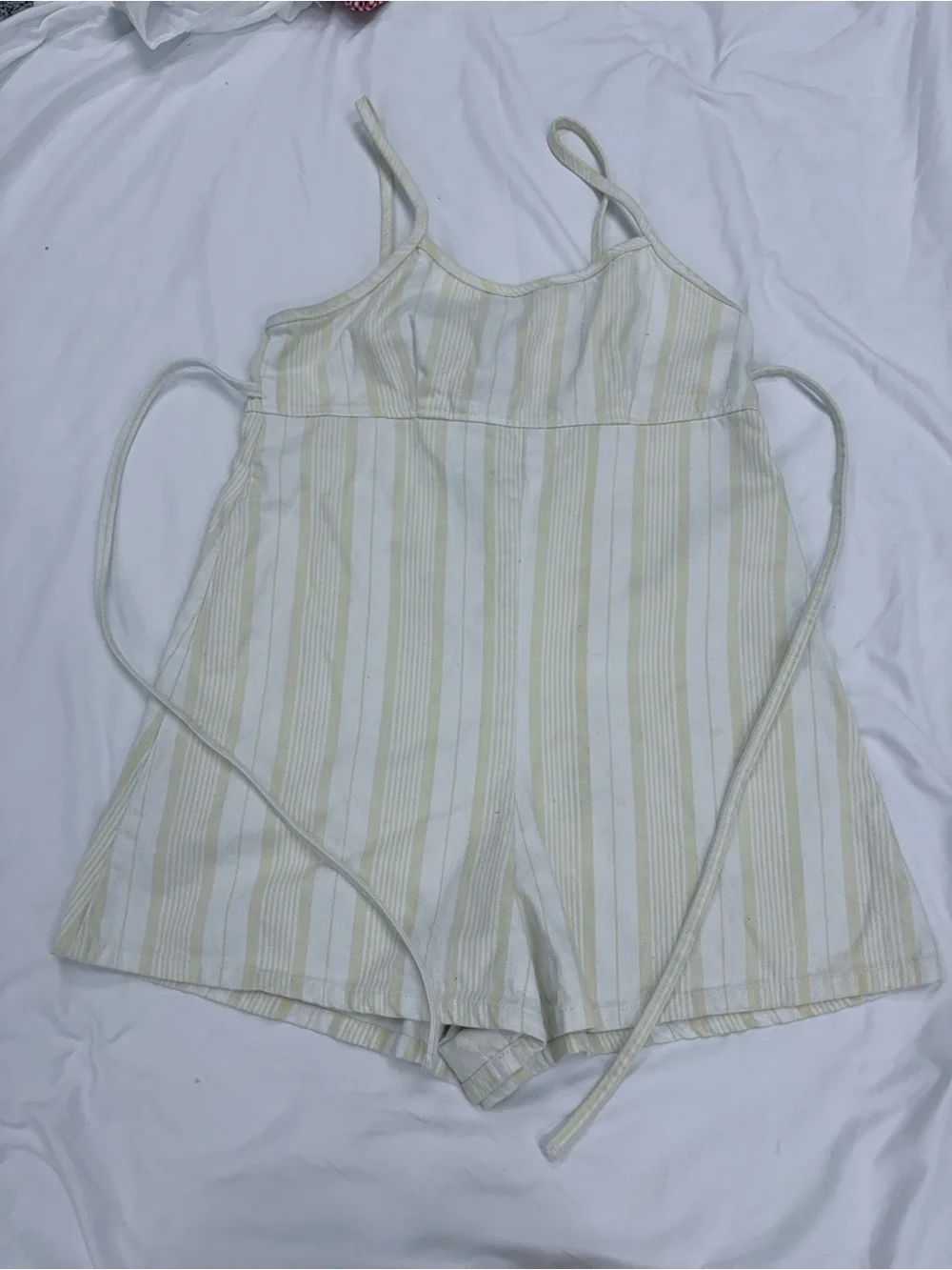 BDG Cream and White Striped Sleeveless Romper
